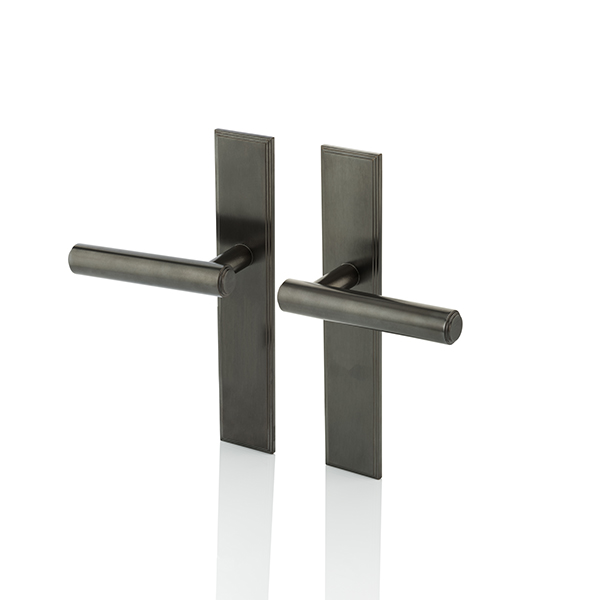 Bartlett solid brass door lever handle with backplate