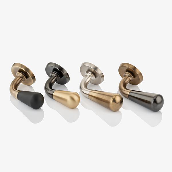 Levant solid brass door lever handle with round rose