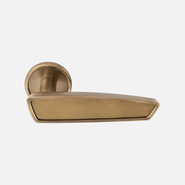 Mount solid brass door lever handle with round rose