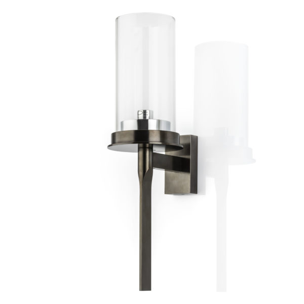 Fonteyn solid brass wall light with handmade clear glass shade