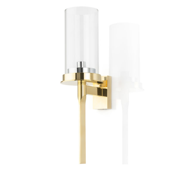 Fonteyn solid brass wall light with handmade clear glass shade