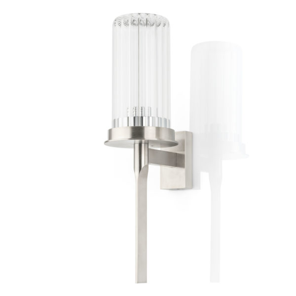 Fonteyn solid brass wall light with enclosed fluted glass shade