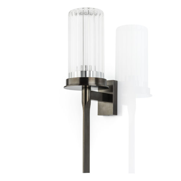 Fonteyn solid brass wall light with enclosed fluted glass shade