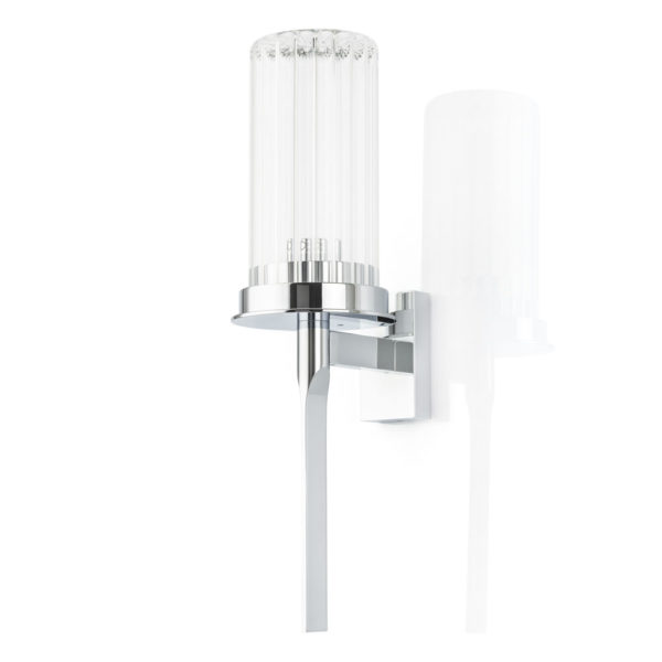 Fonteyn solid brass wall light with enclosed fluted glass shade
