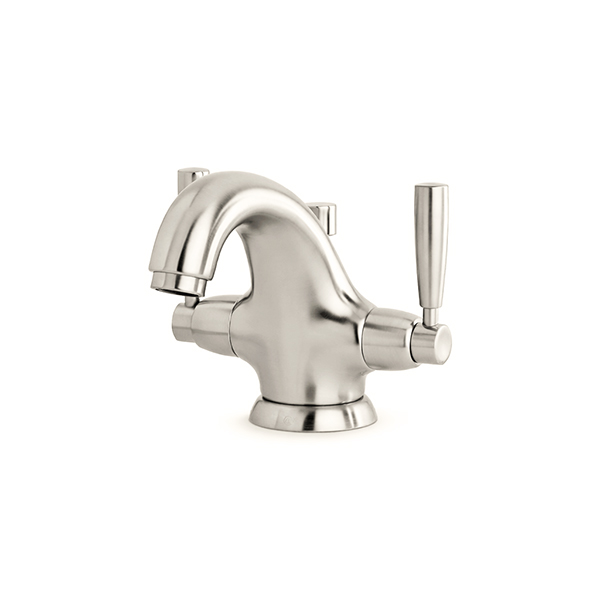 Langbourn monobloc basin mixer with metal lever taps