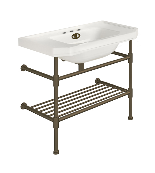 Hand basin 920W x 555D on basin stand with shelf