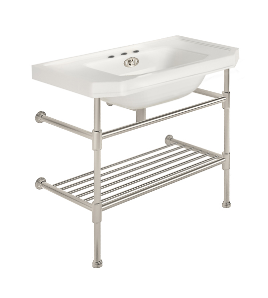 Hand basin 920W x 555D on basin stand with shelf
