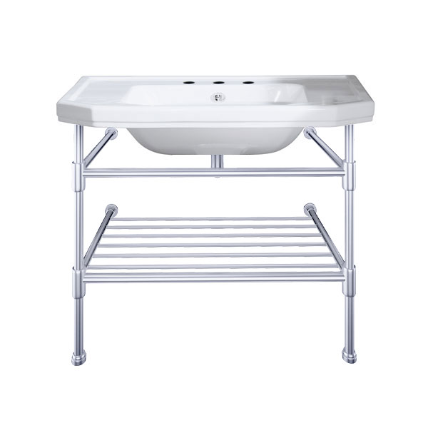 Hand basin 920W x 555D on basin stand with shelf