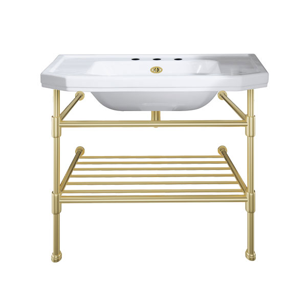 Hand basin 920W x 555D on basin stand with shelf