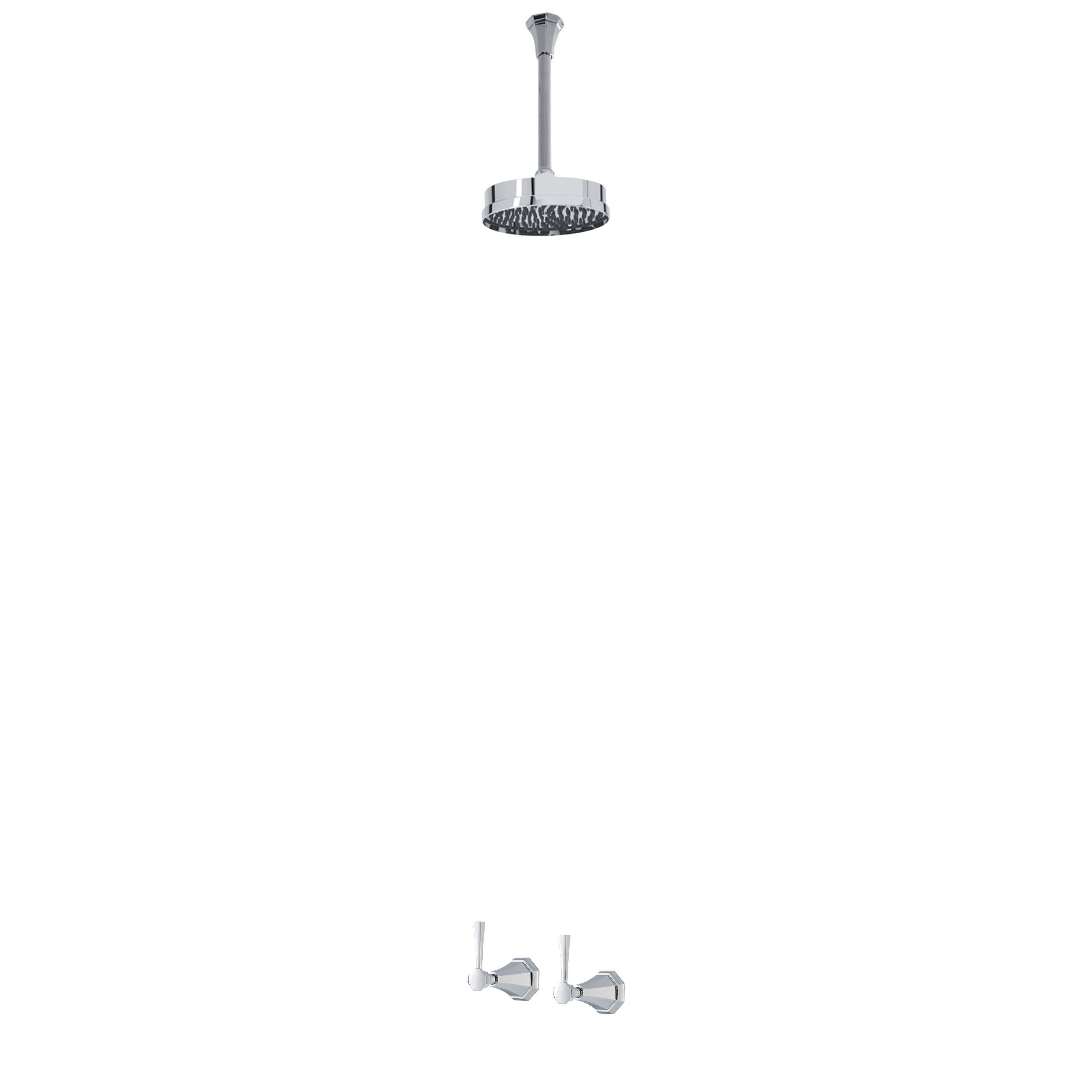 Deco shower layout - ceiling arm, rose & levers
