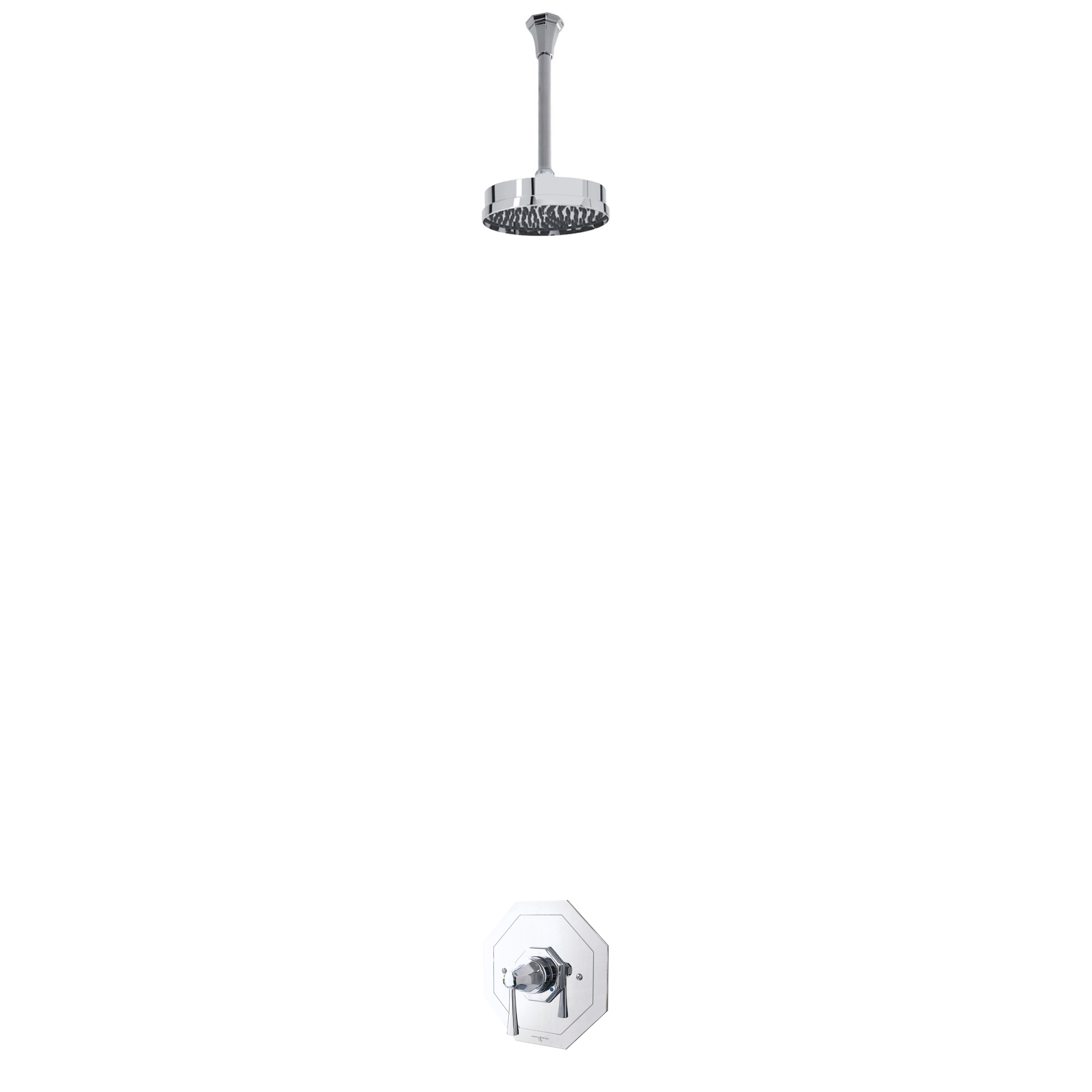 Deco shower layout - ceiling arm, rose & mixer