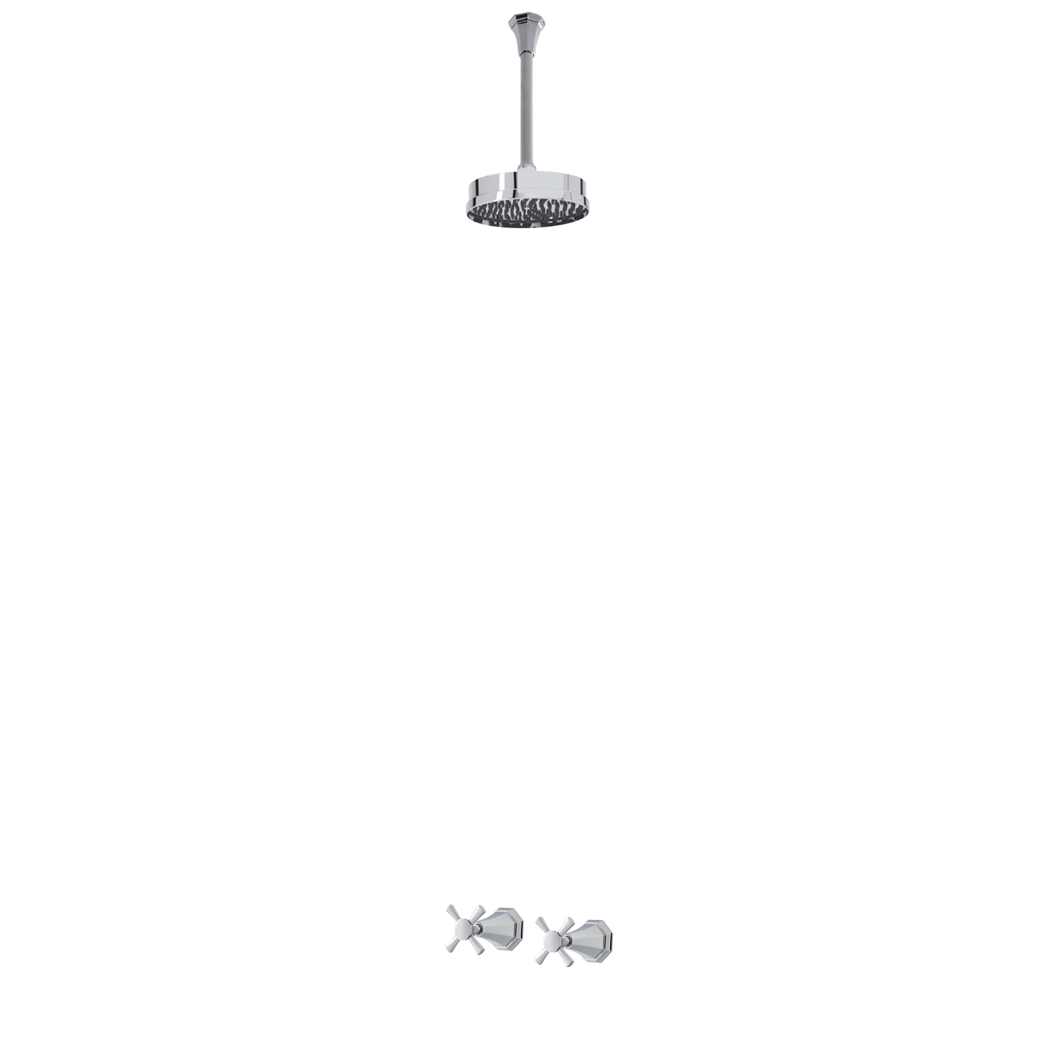 Deco shower layout - ceiling arm, rose & xheads