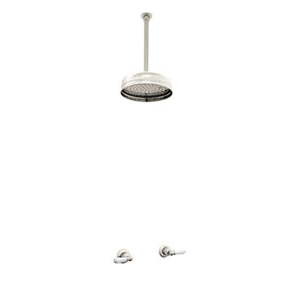 Traditional shower layout - ceiling arm, rose & levers