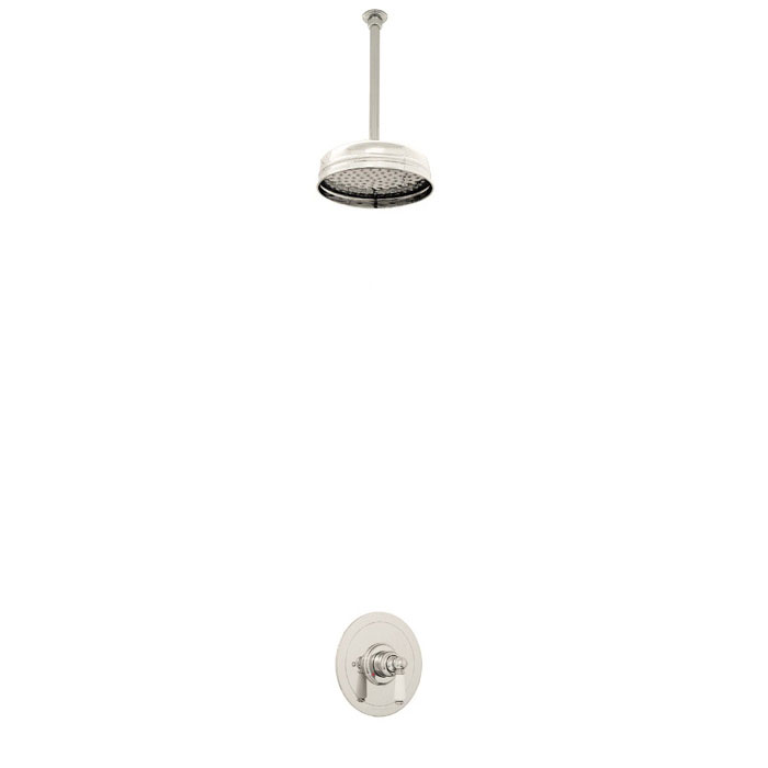 Traditional shower layout - ceiling arm, rose & mixer