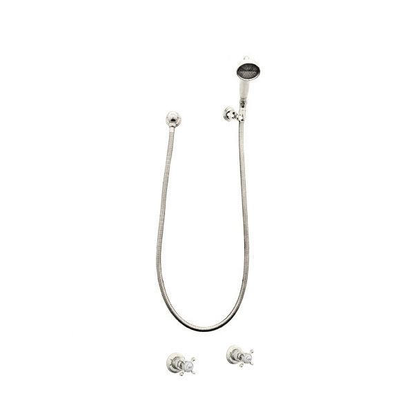 Traditional shower layout - handshower on parking bracket & xheads