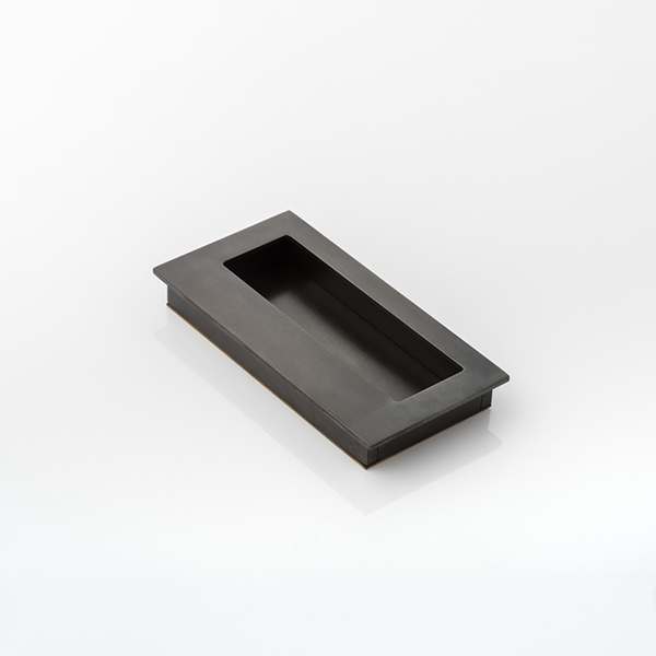 Rectangular solid brass recessed pull with large grip