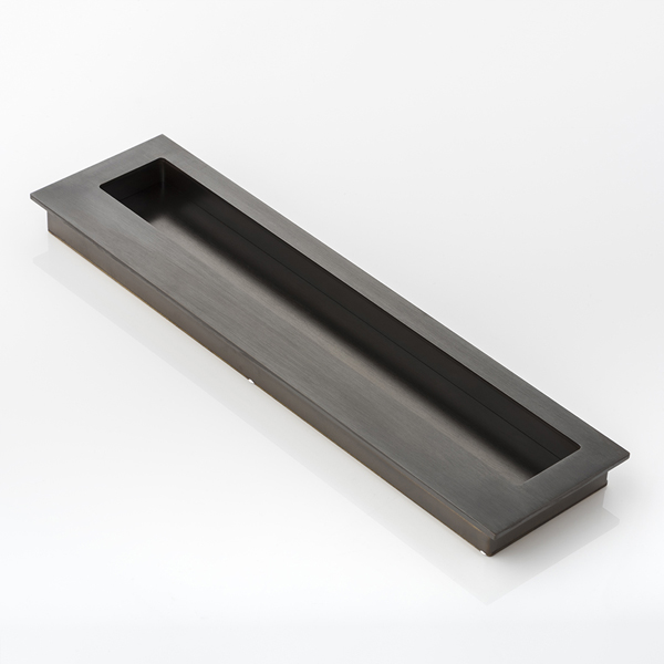 Rectangular solid brass recessed pull with large grip