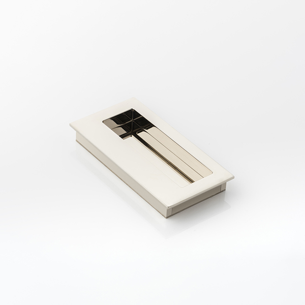 Rectangular solid brass recessed pull with large grip