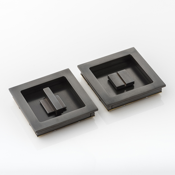 Cube solid brass recessed pull with privacy turn/release