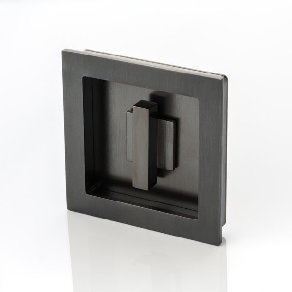 Cube solid brass recessed pull with privacy turn/release