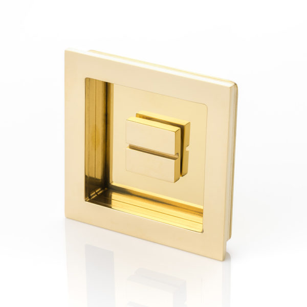 Cube solid brass recessed pull with privacy turn/release