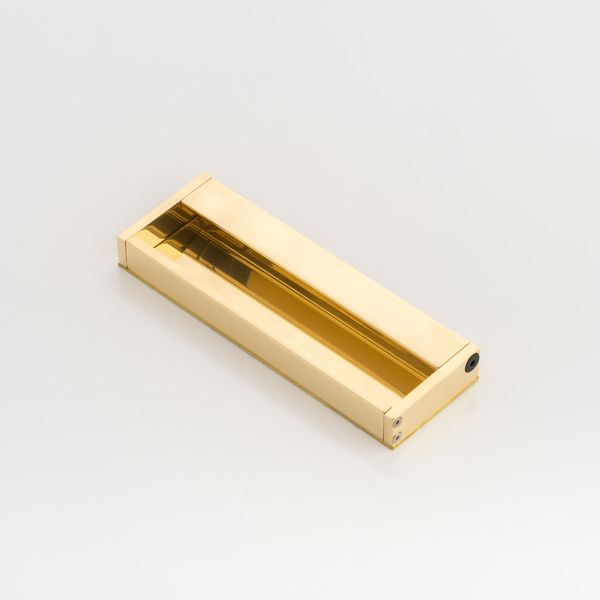 Rectangular solid brass recessed pull with grip