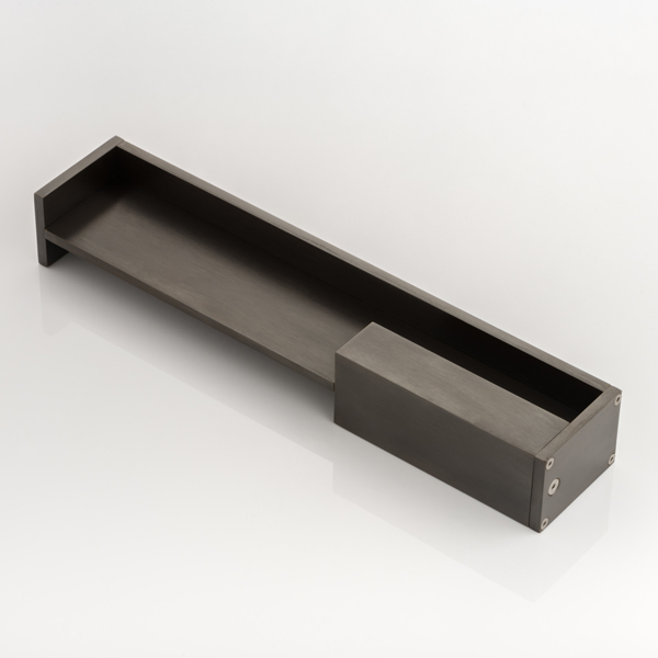 Rectangular solid brass recessed pull with end pull