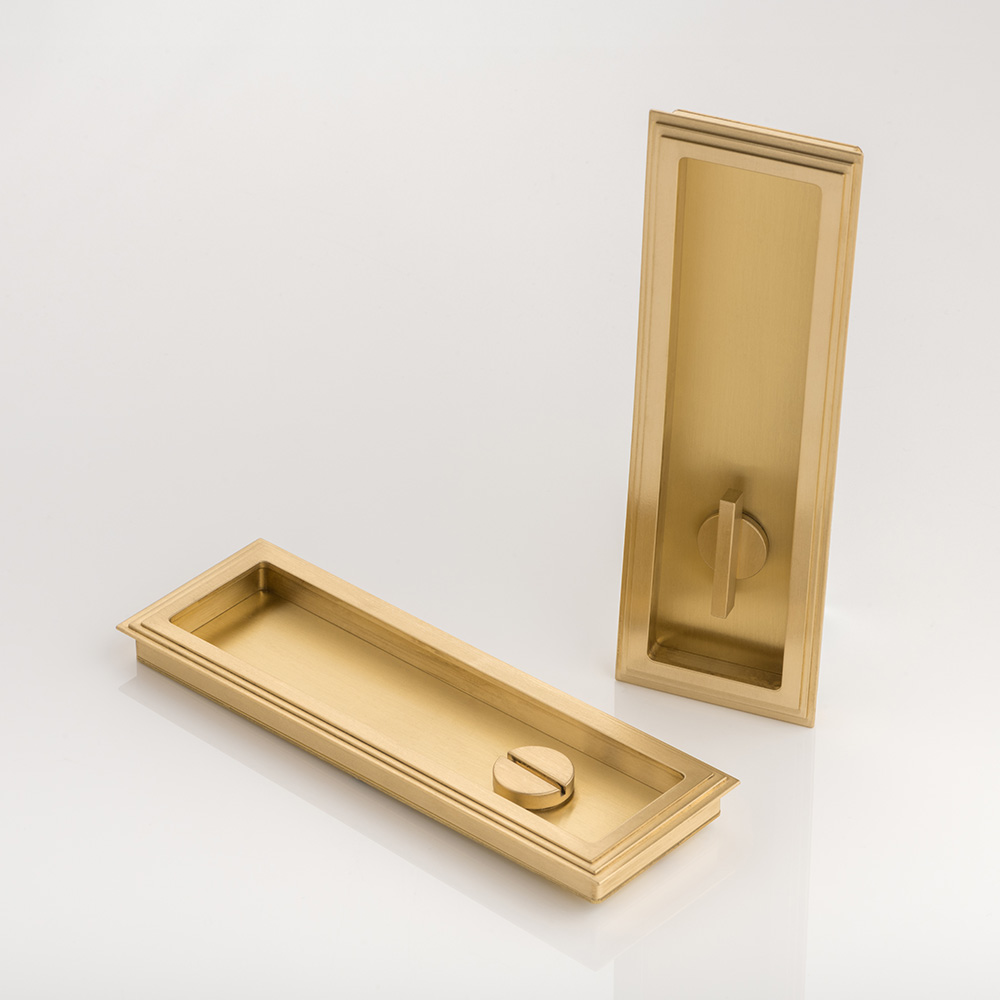 Dewhurst solid brass recessed pull with privacy turn/release