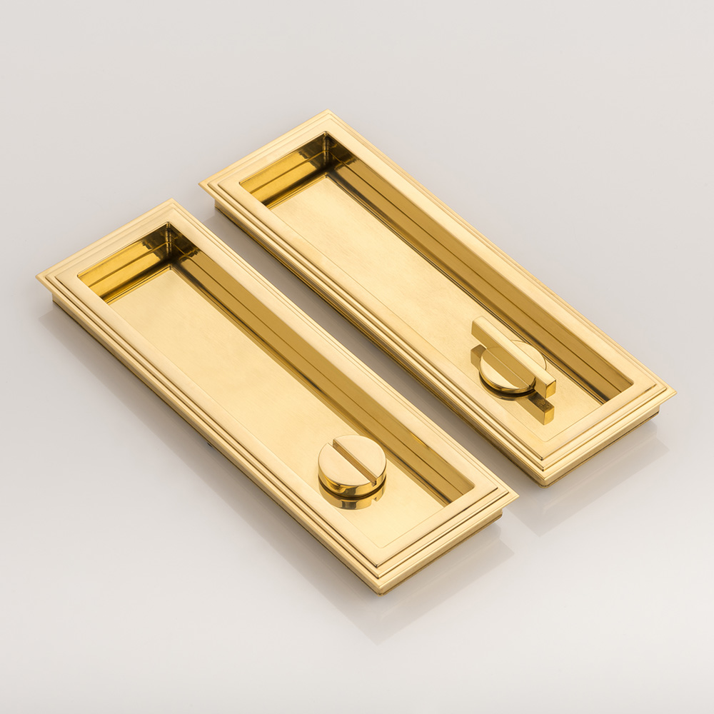 Dewhurst solid brass recessed pull with privacy turn/release