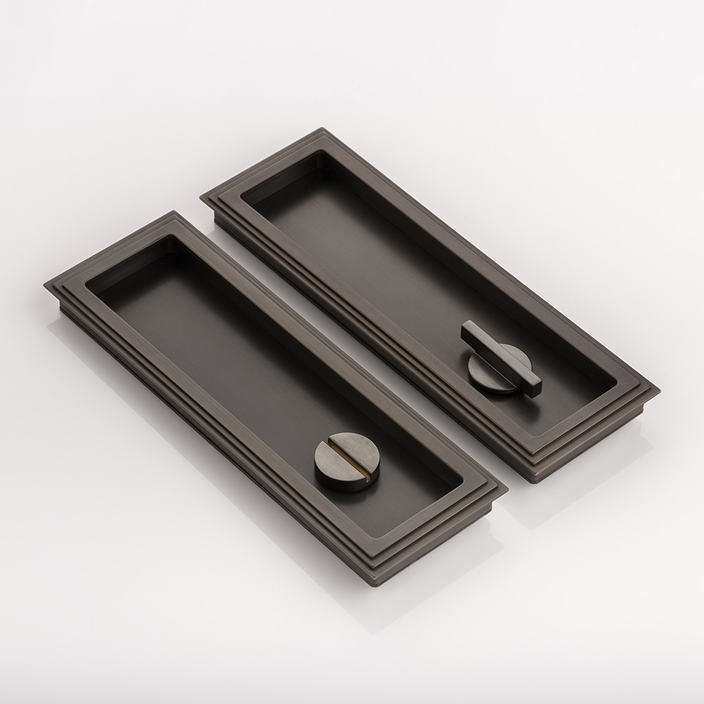 Dewhurst solid brass recessed pull with privacy turn/release