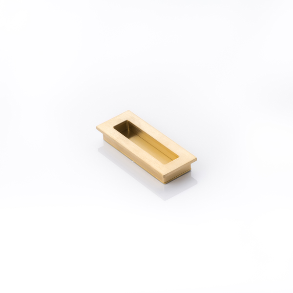Slim rectangular solid brass recessed pull