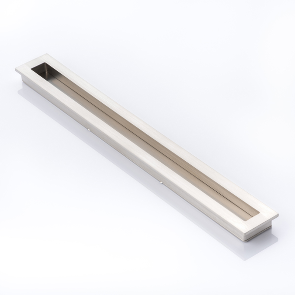 Slim rectangular solid brass recessed pull