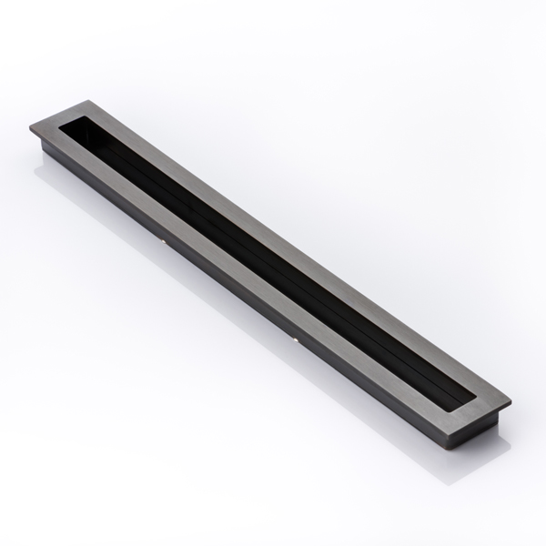 Slim rectangular solid brass recessed pull