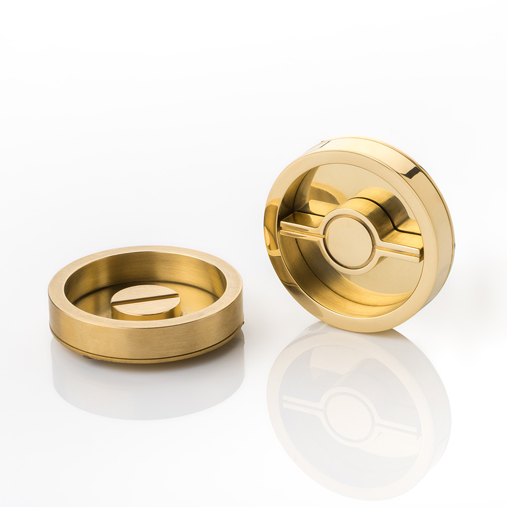 KH Dot solid brass recessed pull with privacy turn/release