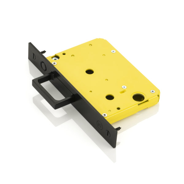 Yellow pull pocket sliding door end pull