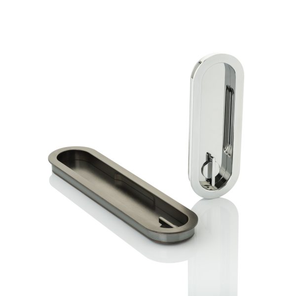 Maurice oval recessed pull with privacy turn/release