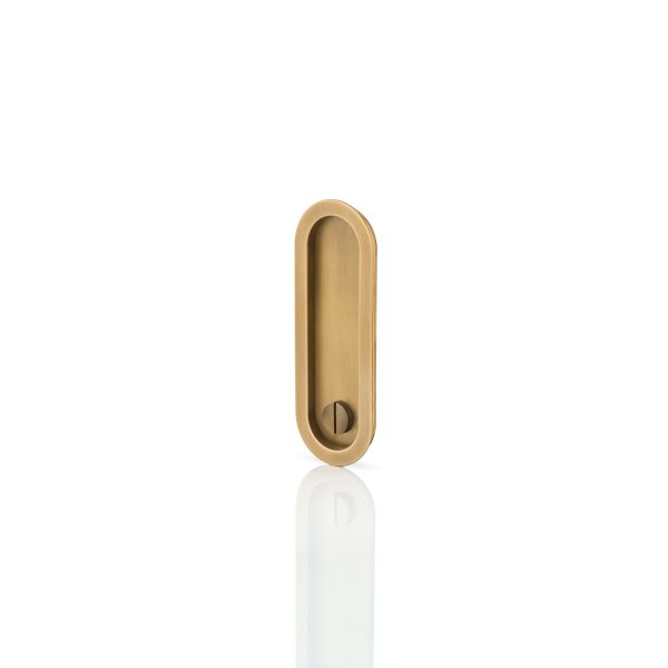 Maurice low profile oval recessed pull with privacy turn/release