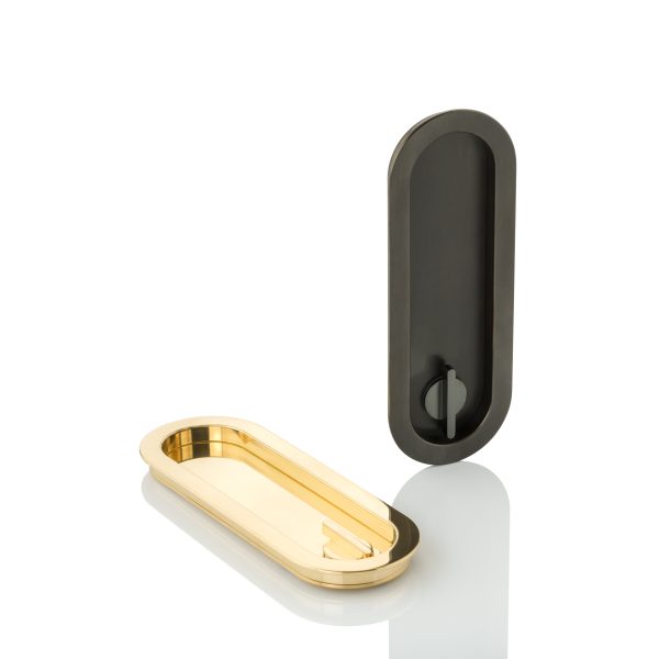Maurice low profile oval recessed pull with privacy turn/release
