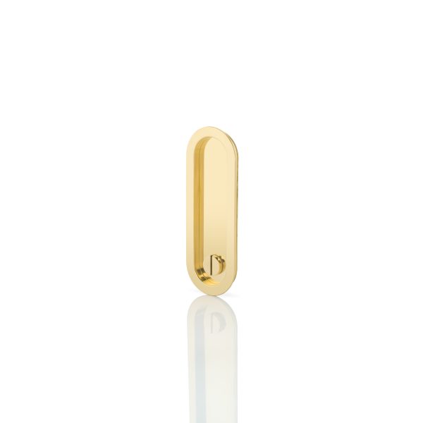 Maurice low profile oval recessed pull with privacy turn/release