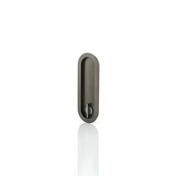 Maurice low profile oval recessed pull with privacy turn/release