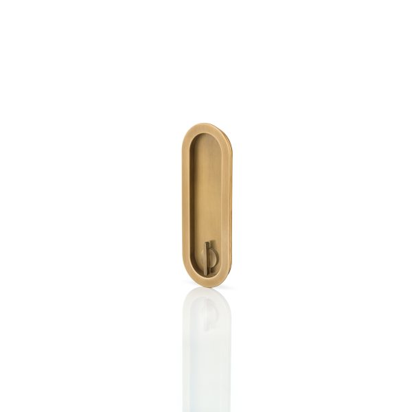 Maurice low profile oval recessed pull with privacy turn/release
