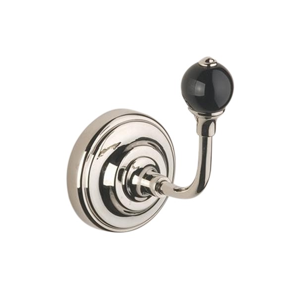 Lonsdale robe hook with porcelain ball tip, black or white