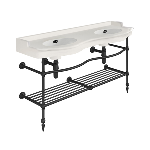 Paris 1410mm double on two leg basin stand. Zero, one or three tap holes.