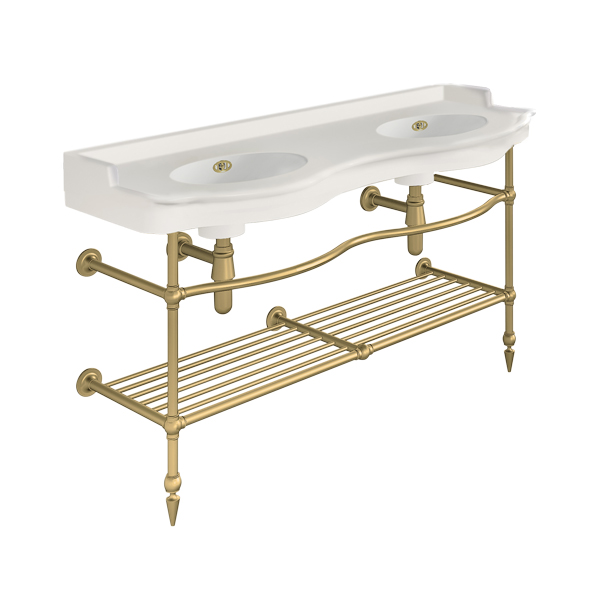 Paris 1410mm double on two leg basin stand. Zero, one or three tap holes.