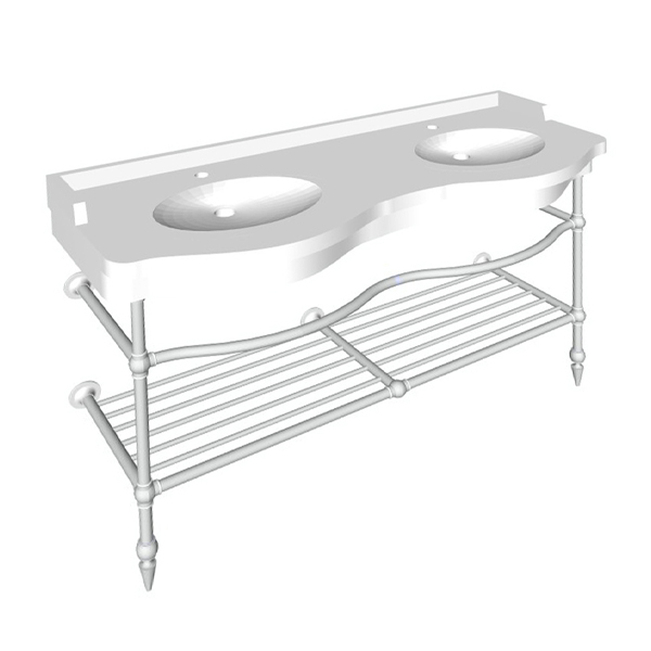 Paris 1410mm double on two leg basin stand. Zero, one or three tap holes.