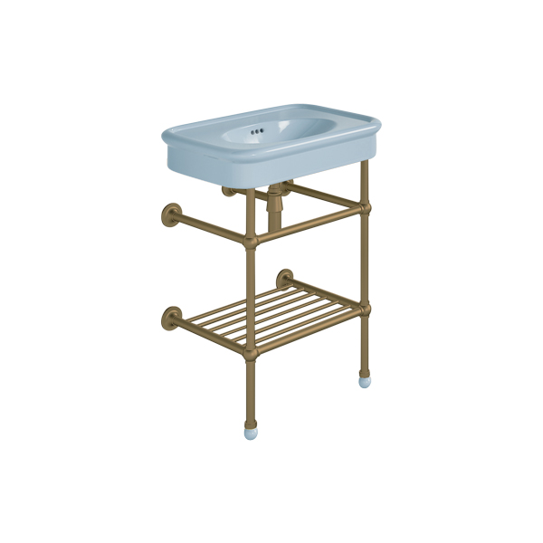 Rockwell 610mm Powder Blue basin on Basin Stand. Zero, one or three tap holes.