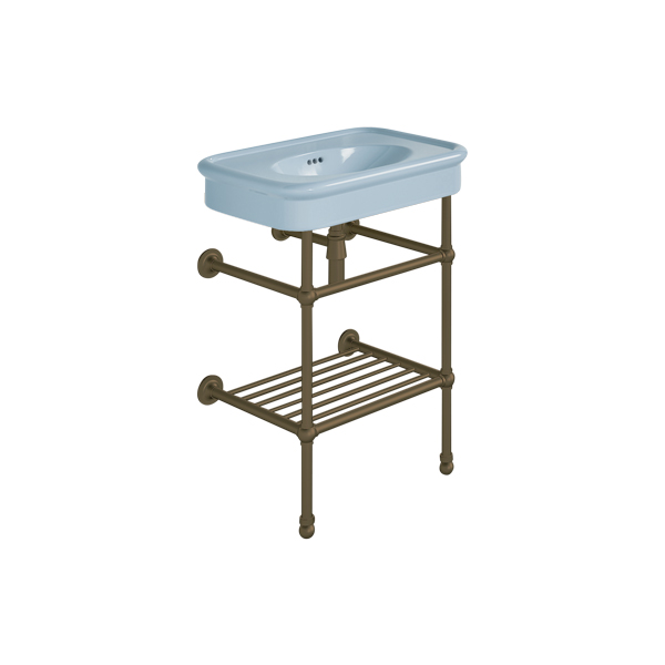 Rockwell 610mm Powder Blue basin on Basin Stand. Zero, one or three tap holes.