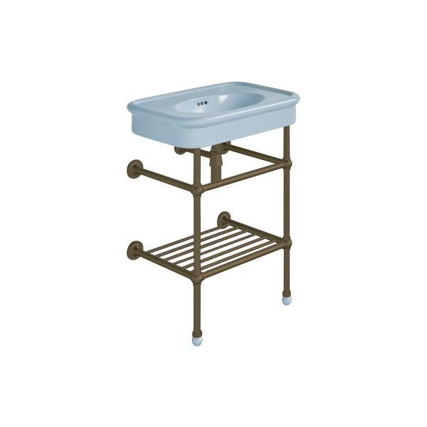 Rockwell 610mm Powder Blue basin on Basin Stand. Zero, one or three tap holes.