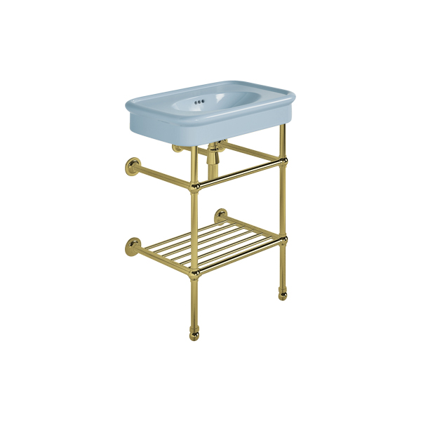 Rockwell 610mm Powder Blue basin on Basin Stand. Zero, one or three tap holes.