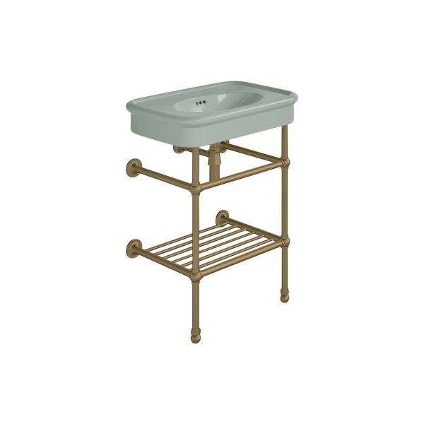 Rockwell 610mm Willow Green basin on Basin Stand. Zero, one or three tap holes.